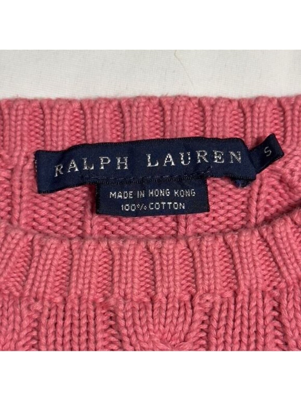 Ralph Lauren Pink Cable Knit Cotton Sweater Small - Picture 5 of 5